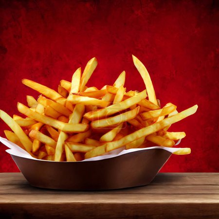 Photo for Delicious hot and crispy fried potatoes. Fast food and restaurant products. Yummy golden french fries as background. - Royalty Free Image