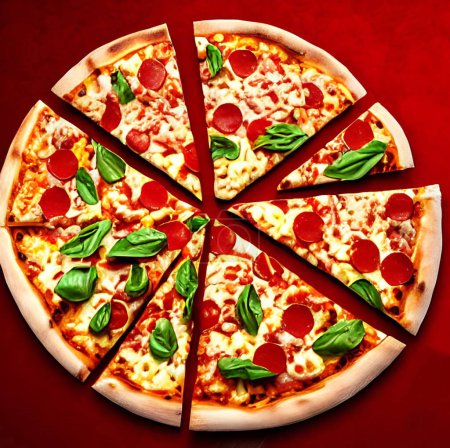 Téléchargez les photos : Une pizza. Cuisine italienne traditionnelle fast food. Gourmet pizza maison fraîche délicieuse. Une collation européenne. Concept flyer et affiche pour pizzerias ou restaurants. - en image libre de droit