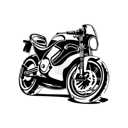 Téléchargez les illustrations : Moto logo vectoriel design. Conception de moto avec style de dessin à la main. - en licence libre de droit
