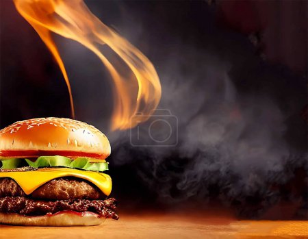 Téléchargez les photos : Hamburger maison délicieux frais et gastronomique. Vecteur. - en image libre de droit