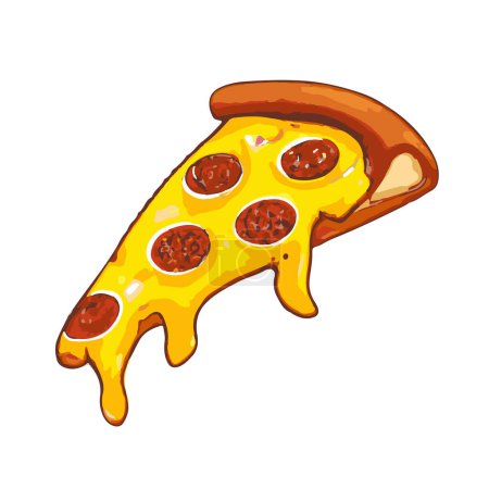 Illustration for Pizza slice with dripping cheese. Vector Illustration. - Royalty Free Image