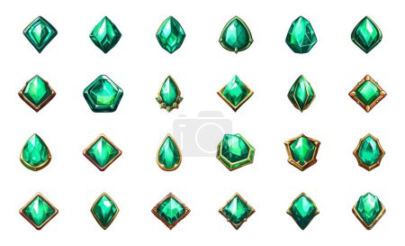 Illustration for Emerald set, isolated on white background. - Royalty Free Image