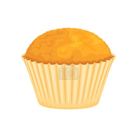 Muffin isolated on white background. Vector cartoon illustration of fresh sweet pastry