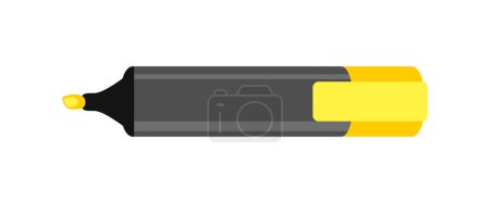 Stylo surligneur jaune isolé sur fond blanc. Icône plate dessin animé vectoriel.