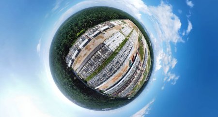 Photo for Spherical view on the plot of agriculture land under new housing development. - Royalty Free Image
