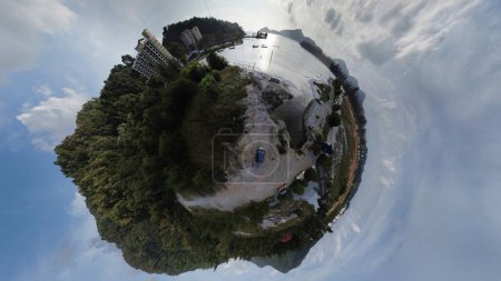Photo for Spherical view on the environment that is surrounded by water landscape. - Royalty Free Image