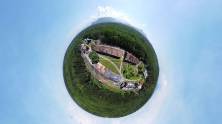 Photo for Spherical view on the old wooden houses surrounded by mangrove forest. - Royalty Free Image