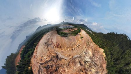 Photo for Ultra-wide panoramic view on the environment scene around the quarry landscape. - Royalty Free Image