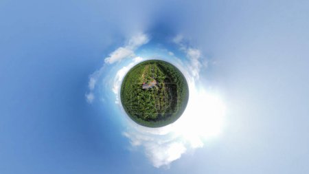 Photo for Spherical view on the environment scene around the palm oil plantation landscape. - Royalty Free Image