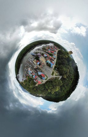 Photo for Spherical view on the environment scene around the small fishing village landscape. - Royalty Free Image