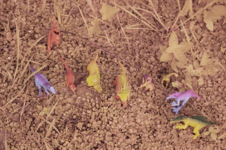 Téléchargez les photos : Image infrarouge du dinosaure joue la prairie buissonnante - en image libre de droit
