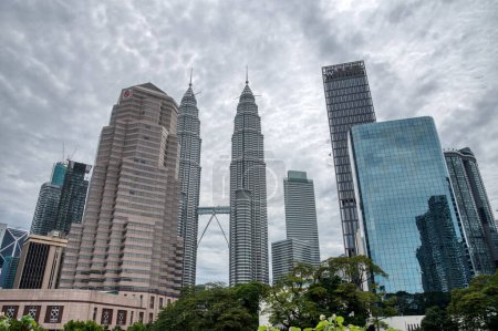 Photo for Kuala Lumpur. Malaysia. January 12, 2024. Daytime architecture building scene of the famous the Malaysian Petronas Twin Tower at Kuala Lumpur City Centre. - Royalty Free Image