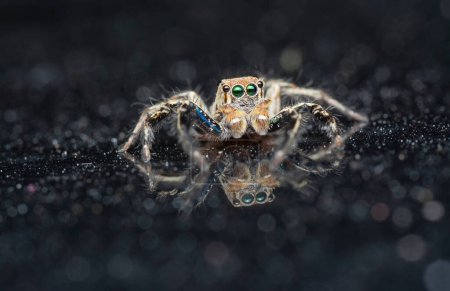 close shot of the Plexippus jumping spider.