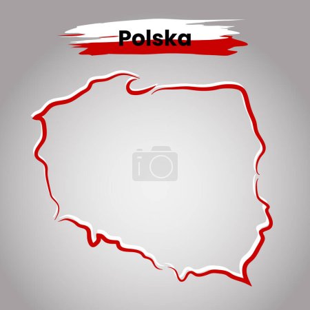 Ilustración de Mapa vectorial de Polonia con colores de bandera, sobre el fondo claro - Imagen libre de derechos