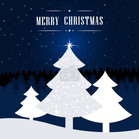 Photo for Christmas vector dark blue background with trees, snowflakes stars and wishes - Royalty Free Image