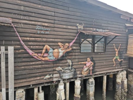 Photo for Street art on a building in the chew jetty district of georgetown - Royalty Free Image