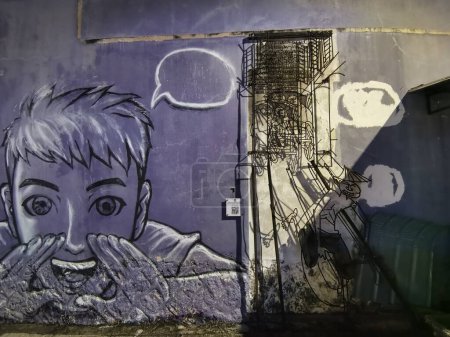 Photo for Street art speaking boy, chanting boy, anime, georgetown, penang, malaysia - Royalty Free Image