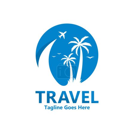 Téléchargez les illustrations : Ensemble de logo de voyage pour l'illustration d'icône vectorielle d'agence de voyage - en licence libre de droit