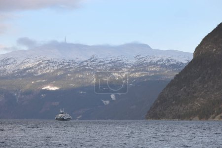 Photo for Fodnes to Manheller Ferry Boat in Norway, Europe - Royalty Free Image