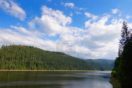 Foto de Paisaje de verano del lago de la presa Belis Fantanele, situado en las montañas de los Cárpatos incidentales, Rumania, Europa - Imagen libre de derechos