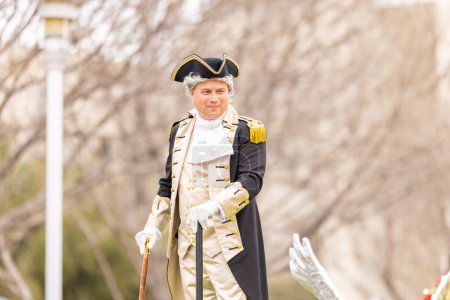 Téléchargez les photos : Laredo, Texas, États-Unis - février 19, 2022 : The Anheuser-Busch Washingtons Birthday Parade, Man dress up as George Washington - en image libre de droit