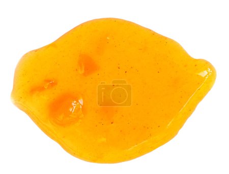 Téléchargez les photos : Orange fruit  jam isolated on white background, top view. Orange or tangerine spread  Flat la - en image libre de droit