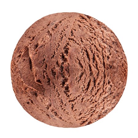 Foto de Bola de helado de chocolate aislada sobre fondo blanco. Chocolate cucharada de helado de cerca - Imagen libre de derechos
