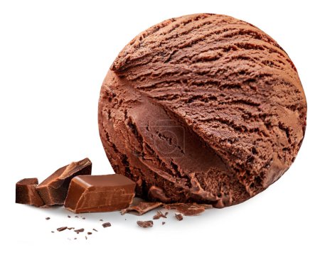 Photo for Chocolate Ice Cream Scoop isolated on white background. Chocolate ice-cream close u - Royalty Free Image