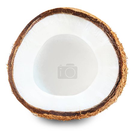 Photo for Coconut isolated on white background.  Fresh halved  coconut close up. Tropical fruit macr - Royalty Free Image