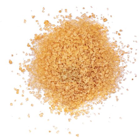 Photo for Brown sugar isolated on white background, top view. Sweet Granulated Cane sugar Flat lay - Royalty Free Image