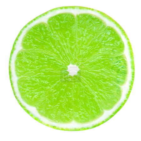 Photo for Lime slice isolated on white background. Lime citrus fruit closeup - Royalty Free Image