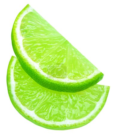 Téléchargez les photos : Lime slice isolated on white background. Lime citrus fruit closeup - en image libre de droit