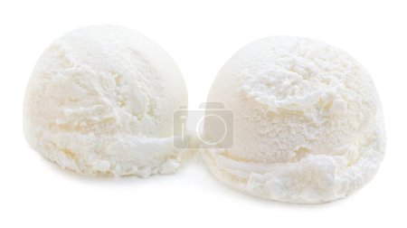 Photo for Two Scoops of vanilla ice cream ball isolated on white backgroun - Royalty Free Image