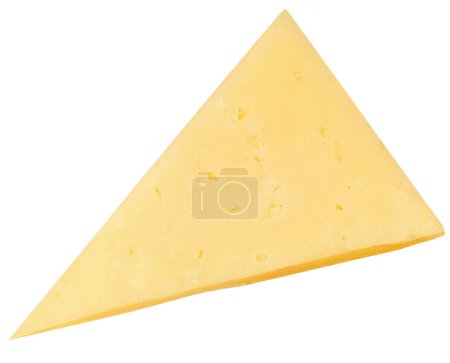 Photo for Cheese piece  isolated on white background. Mature Gouda cheese  top view. Flat lay - Royalty Free Image