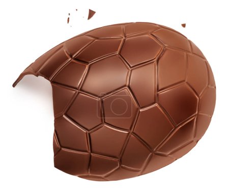Photo for Crushed Chocolate Easter egg isolated on white background, closeup. Milk chocoate top view with pieces - Royalty Free Image