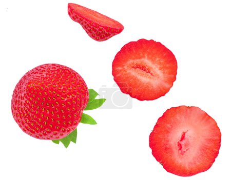 Photo for Strawberry isolated on white background. Strawberries creative layout. Pattern. Flat la - Royalty Free Image