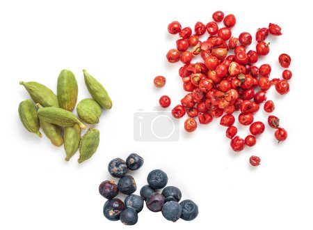 Photo for Winter Spices for Mulled Wine Gluhwein isolated on white background, top view. Flat lay. Collection - Royalty Free Image