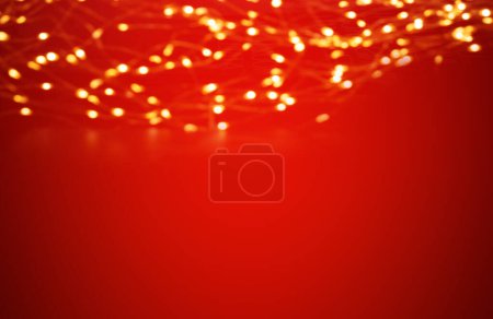 Foto de Fondo rojo de Navidad con luces de brillo dorado - Imagen libre de derechos