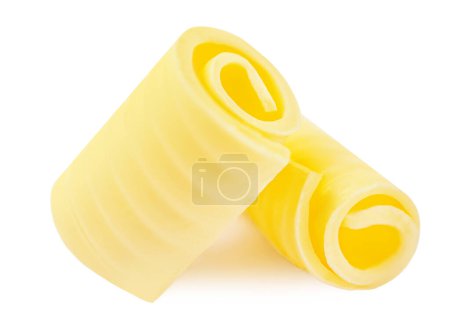 Photo for Butter curl or butter roll isolated on white background closeup. Food design elements - Royalty Free Image