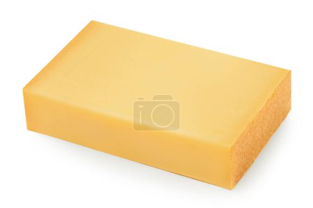 Photo for Piece of cheese isolated on white background. Comte cheese close up. High resolution imag - Royalty Free Image
