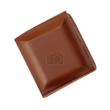 Photo for Milk chocolate square piece isolated on white background. Chocolate bar chunks from top view. Flat la - Royalty Free Image