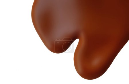 Melted chocolate dripping  isolated on white background. Flowing Milk Chocolate