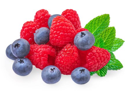 Photo for Mix berries isolated on white background. Various Beries Macro. Raspberry - Royalty Free Image