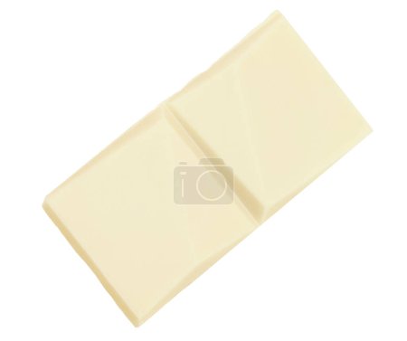 Photo for White chocolate bar pieces isolated on white background. Milk chocolate top view. Flat lay. Package design element - Royalty Free Image