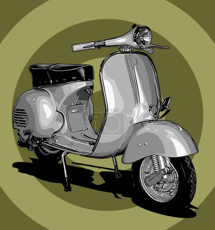 Illustration for Silver two stroke retro scooter - Royalty Free Image