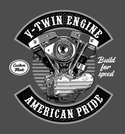 Illustration for V-twin engine shovelhead vector template - Royalty Free Image
