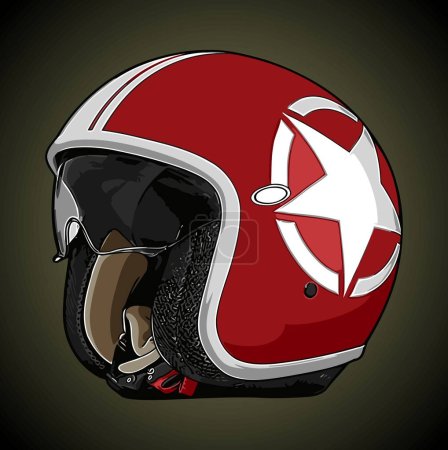Illustration for Retro helmet half face star pattern - Royalty Free Image