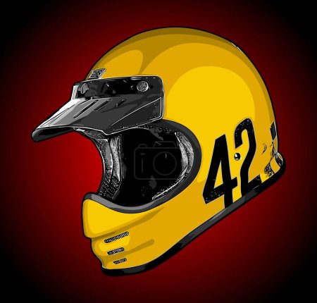Illustration for Retro full face helmet number 42. - Royalty Free Image