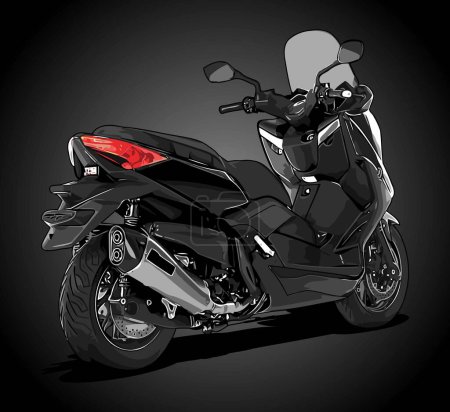 Illustration for Big scooter back view vector template - Royalty Free Image
