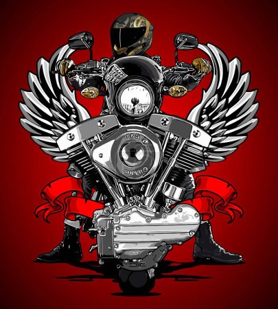 Illustration for V-twin biker background vector template - Royalty Free Image